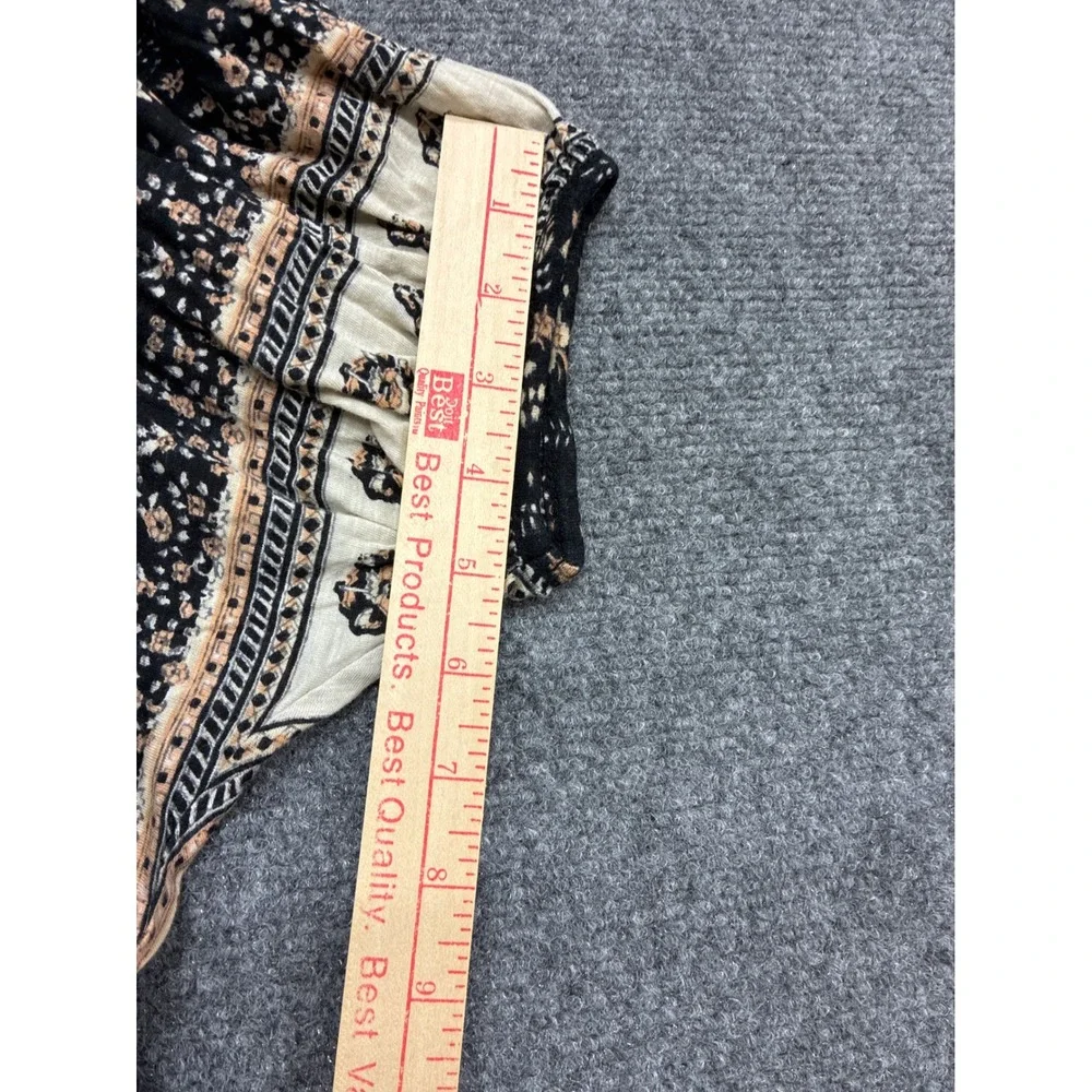Free People Boho Paisley Floral Mixed Print Scoop Neck Low Puff Sleeve Knit Top